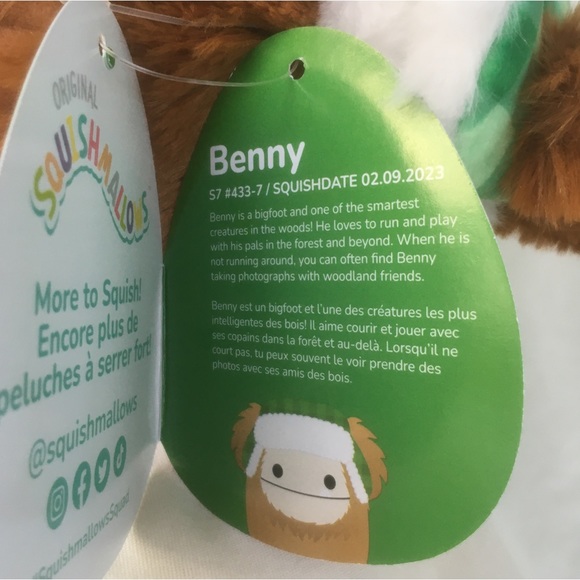 Benny the Bigfoot Green Hat Squishmallow 7.5” NWT - Picture 4 of 4